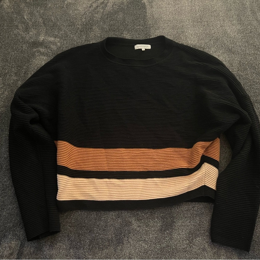 Laurie Belles Black/Striped Crop Sweater